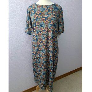 LuLaRoe 2XL Julia dress blue paisley scroll NWT